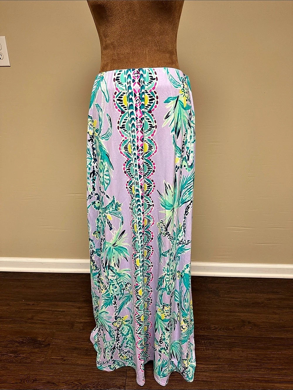 Lilly Pulitzer Suri Maxi Skirt Floral Purple & Green Large